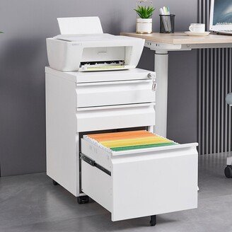 Calnod 3-Drawer Mobile File Cabinet with Lock, Pre-Assembled Metal Filing Cabinet for Legal/Letter Size