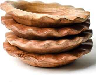 Fundamental Wood Ruffle Small Bowl Set of 4, Service for 4