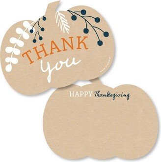 Big Dot of Happiness Happy Thanksgiving - Shaped Thank You Cards - Fall Harvest Party Thank You Note Cards with Envelopes - Set of 12