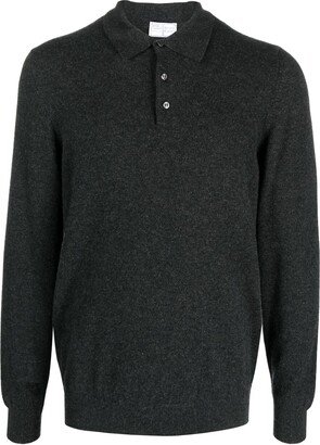 Long-Sleeve Cashmere Polo Shirt-AA