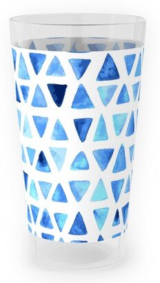 Outdoor Pint Glasses: Watercolor Triangles - Blue Outdoor Pint Glass, Blue