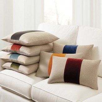 Velvet Colorblock Linen Pillow Natural Doe 20 x 20