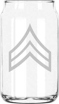 Army Corporal E-4 Rank Etched 5 Ounce Beer Can Taster Glass