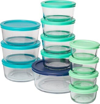 24-Piece Food Storage Set with SnugFit Lids - Clear Glass, Multicolor