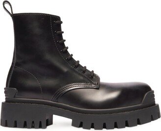 Leather Strike Lace-Up Boots