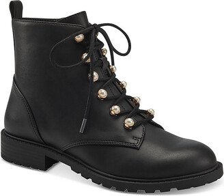 Shiloh Womens Lug Sole Faux Leather Combat & Lace-up Boots