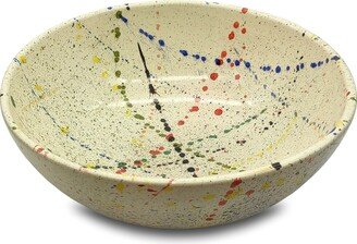 Small Ceramic Bowl - 9.75 Inches Large & 3.75 High Dinnerware Pasta Bowl Platter Serving Tray Hand Painted Tuscany Pottery Bowls