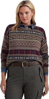 Plus Size Fair Isle Wool Blend Sweater (Multi) Women's Sweater