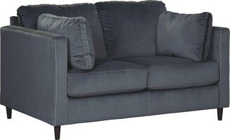 Fabric Upholstered Loveseat with Slim Track Armrests, Charcoal Gray