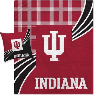 Men's and Women's Indiana Hoosiers Plaid Wave Flannel Fleece Blanket and Pillow Combo Set