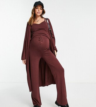 ASOS DESIGN Maternity maxi cardigan in brown - part of a set