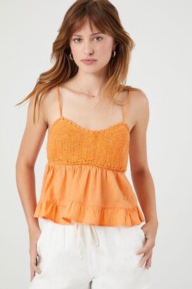 Women's Crochet Flounce Cami in Cantaloupe Small