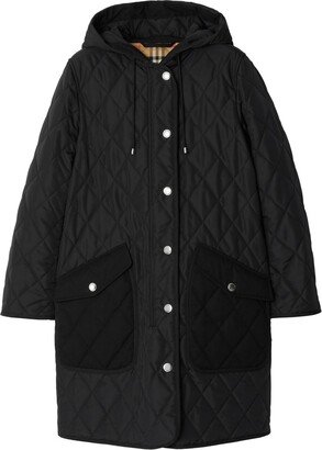 Diamond-Quilted Hooded Coat-AA