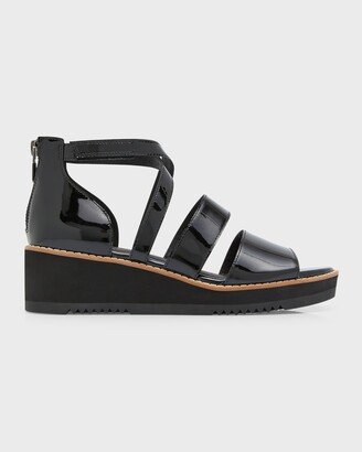 Darcy Patent Crisscross Wedge Sandals