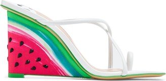 Watermelon-Print Wedge Sandals