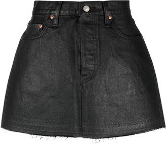 A-line high-waist denim skirt