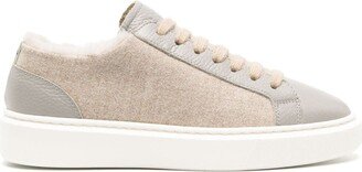 Faux-Shearling Leather Sneakers