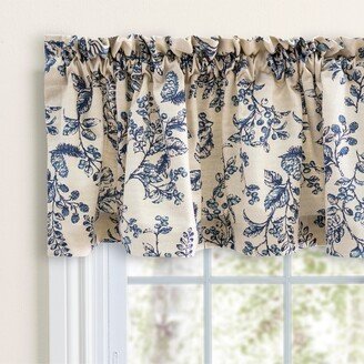 Waverly Gardens Rod Pocket Insert Curtain Valance 42W x 13L - Indigo white