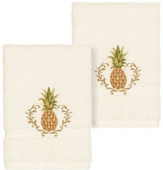 Welcome Embellished Washcloth - Set of 2 - Cream