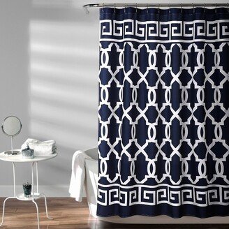 Maze Border Shower Curtain Navy