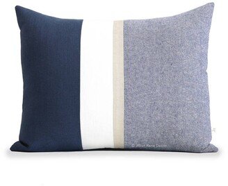 Navy Chambray Pillow Cover With Metallic Gold Stripe | - Modern Home Decor By Jillianrenedecor Colorblock Nautical