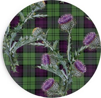 Salad Plates: Feochadan Tartan - Green And Purple Salad Plate, Green