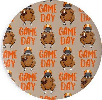 Salad Plates: Game Day Turkey With Football - Tan Salad Plate, Beige