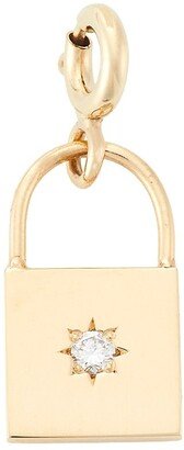 14K Yellow Gold & Diamond Small Padlock Charm