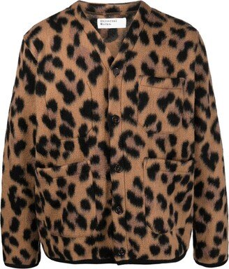 leopard-print V-neck cardigan