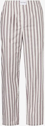 ens Chambray Stripe Logo-patch Striped Straight-leg Stretch-cotton Pyjama Bottoms