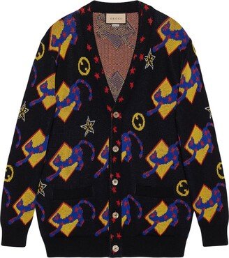 Patterned-Intarsia Cotton Cardigan