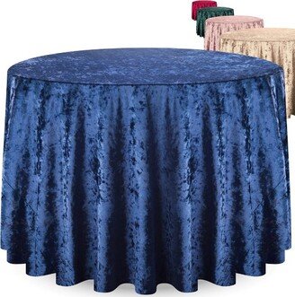 RCZ Decor RCZ Décor Elegant Round Table Cloth - Made With Fine Crushed-Velvet Material, Beautiful Royal Blue Tablecloth With Durable Seams