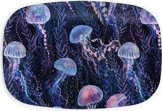 Serving Platters: Magic Jellyfishes - Blue Serving Platter, Blue