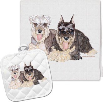 Schnauzer Kitchen Dish Towel & Pot Holder Gift Set