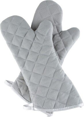 Oven Mitts, Set of 2 Oversized Quilted Mittens, Flame and Heat Resistant By Silver)