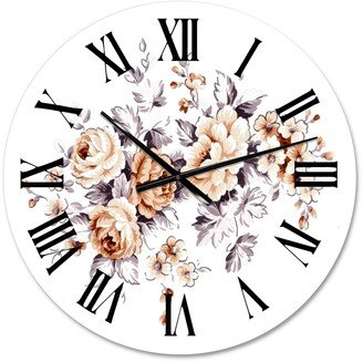Designart 'Pink Wild Roses' Traditional wall clock