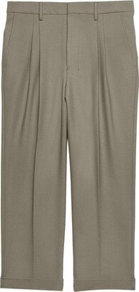 Box-Pleated Cropped Trousers