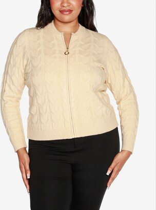 Black Label Plus Size Zip Cable Sweater