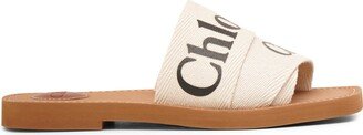 Woody white linen slide sandals