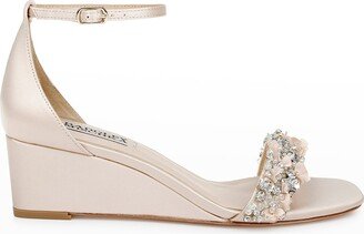 Teasha Satin Crystal Wedge Sandals