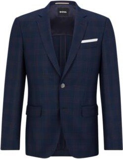 Slim-fit jacket in checked virgin wool