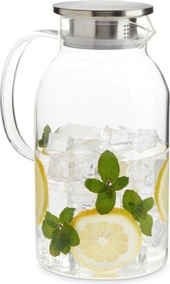 Okuna Outpost 2.0 Liter Clear Glass Pitcher with Handle, Lid and Spout for Water, Iced Tea, Carafe, Hot or Cold Beverages, Fruit Juice, 68 oz