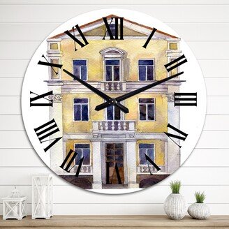 Designart 'Yellow Old Europe House Facade' Bohemian & Eclectic wall clock