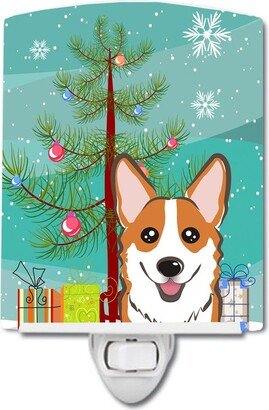 Christmas Tree and Red Corgi Ceramic Night Light