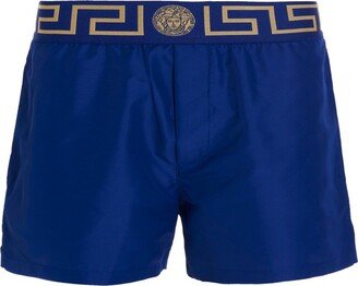 Greca-border Elasticated Waistband Swim Shorts-AA