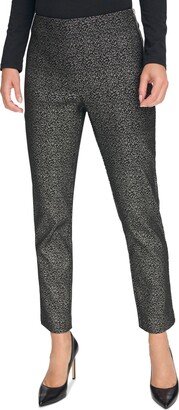 Women's Printed Low Rise Skinny Ankle Pants - Black / Silver Multi