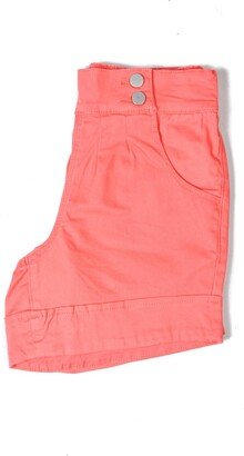 Vivette Front Button Shorts In Coral