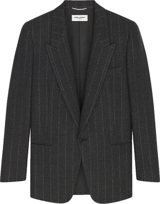 Pinstripe-Pattern Single-Breasted Blazer-AA