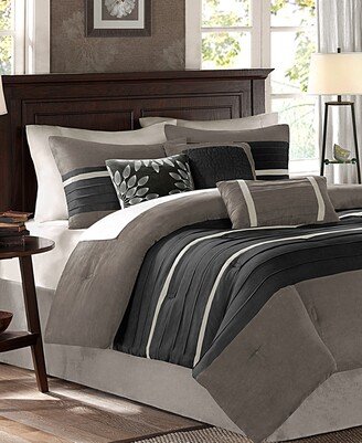 Palmer Faux-Suede 7-Pc. Comforter Set, California King - Black/grey