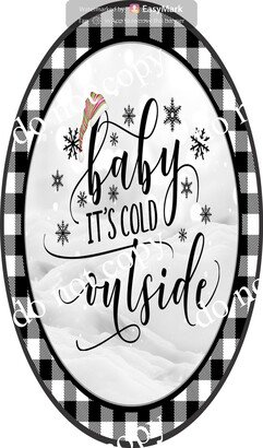 Baby It's Cold Outside Sign Decor Wreath Attachment Supplies Craft Metal Center